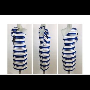 Banana Republic One-Shoulder Bow Stripe Dress Sz 0